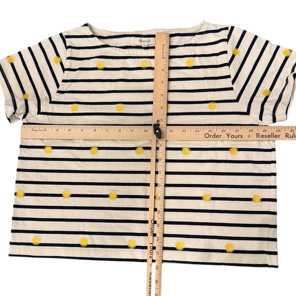 Madewell Embroidered Sun Setlist Boxy Top Striped Sz S Cotton Tee Summer - Picture 4 of 7